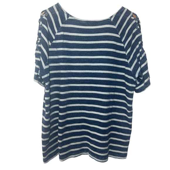 Jane & Delancey Top Women XL Blue White Stripe Nautical 100% Cotton Spring Coast - Picture 2 of 4